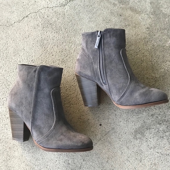 1 left!  Nature Br faux suede gray 3.25” BOOTIE - Picture 2 of 4